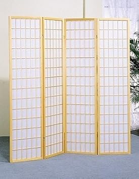 Square Design Room Divider 4 Panel Natural