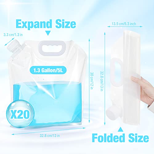 Zubebe 20 Piezas Bolsas de Contenedores de Agua Plegables de 1.3 Galones miniatura 2