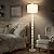Scenekoy 65.5” Natural Real Wood Floor Lamp for Living Room Bedroom, Dual S Cluster Socket, Pull Chains Switch, Farmhouse Tall Standing Lamp with Linen Shade for Home Room Decor (Bulbs Included)