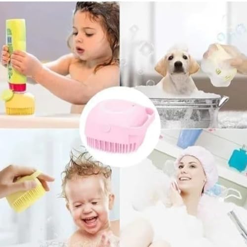 Esponja Bucha Escova De Silicone C/Dispenser Para Banho Massageador Corporal Adulto Criança Pet