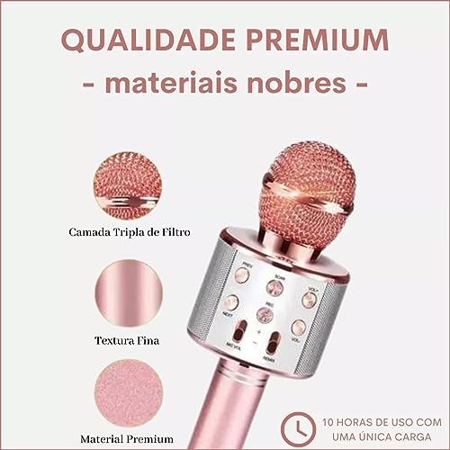 Microfone De Karaokê Bluetooth Sem Fio Recarregável Para Crianças E Adultos, Microfone De Canto Com