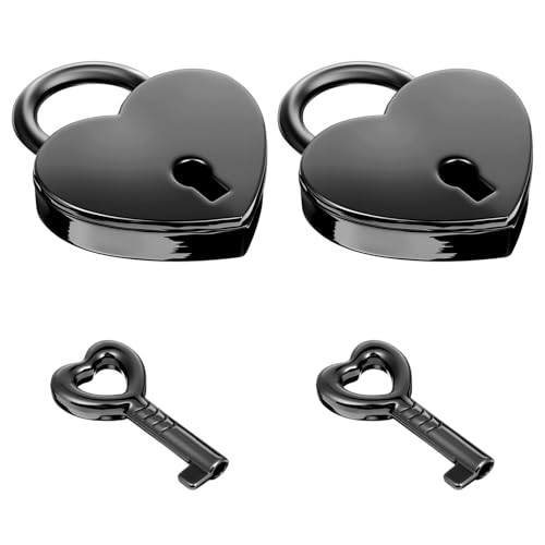 2Stück Vorhängeschloss Klein Herzschloss mit Schlüssel Metall Kleines Tagebuchschloss Mini Herzförmiges Vorhängeschloss, Mini Schmuckvorhängeschloss für Tagebücher Halskette Buchvorhängeschlösser