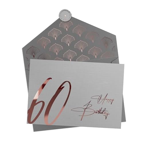 JoliCoon Tarjeta 60 cumpleaños - Happy Birthday 60 - Tarjeta felicitacion 60 cumpleaños con sobre y un sello de cera