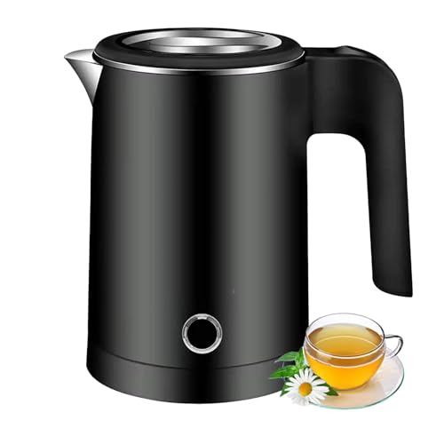 VOLTIX Hervidor eléctrico de acero inoxidable 0,5 l, 600 W, hervidor de agua portátil – hervidor eléctrico pequeño ideal para casa, oficina y viajes, sin BPA (negro)