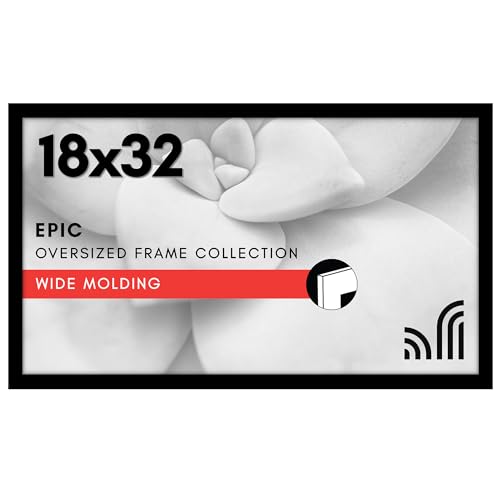 Americanflat 18x32 Poster Frame with Polished Plexiglass - Black Picture Frame - Wide Photo Frames Made of Engineered Wood for Vertical or Horizontal Wall Display - Epic Collection - Black