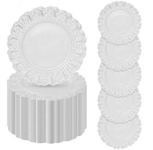 100 platos cargadores plásticos redondos 13 pulgadas plata miniatura 1