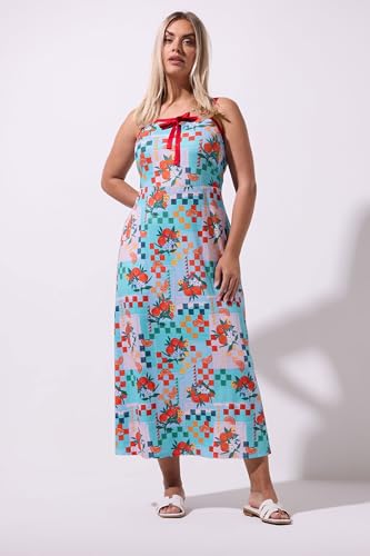 Yours Limited Collection Curve Fruit Check Print Maxi Dress - Women's - Plus Size Curve Blue