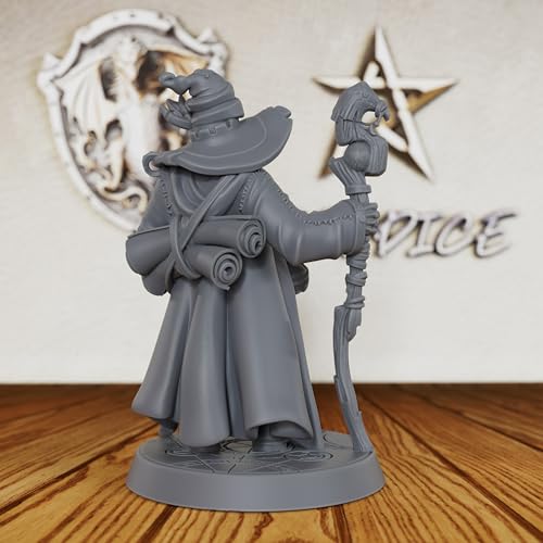 Unpainted Hero Wizard Miniature- DND Minis Designed for Dungeons and Dragons, Tabletop RPG Fantasy Games, Warhammer TTRPG, Versatile RPG Accessory for Fantasy Gaming Fans-AS619