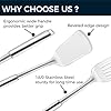 MUJINON 14.5-in Stainless Steel Spatula Set, 18/0 SS Heavy Duty Turner & Slotted Spatula for Kitchen Use, Cast Iron Grilling Frying, Pack of 2 #3