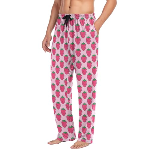 Men's Strawberry Pajama Pants with Elastic Waistband | Soft Lounge Sleepwear | Breathable Sleep Pants for Home（117）4