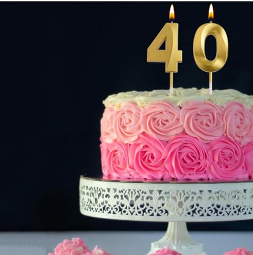 Image of Number Candle 3 inch for Birthday, Wedding, Valentines Day Celebration, Theme Party Cake Decoration Gold (Numerical No 40)