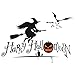 DNVEN (27" w X 19" h Happy Halloween Pumpkins Spooky Cemetery Witch and Bats Tomb Wall Decals Window Stickers Halloween Decorations for Kids Rooms Nursery Halloween Party