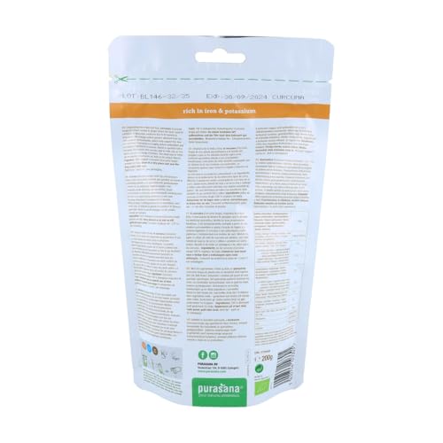 Purasana Bio Kurkuma 200g Gewürz Pulver - Curcuma für Golden Kurkuma-latte, Tumeric curcumin Tee, goldene latte Milch