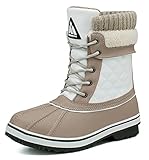  Mishansha Winterstiefel Damen Warm Schneestiefel Frauen Wasserdicht Winterschuhe rutschfest Wander Stiefeletten Trekking Boots Beige WeiÃŸ 42