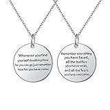 Alphm S925 Sterling Silver Inspirational Bible Verse Faith Jewelry Courage Pendant Necklace for Wome