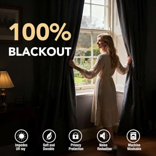 Image of H.VERSAILTEX 100% Blackout Curtains for Bedroom 108 Inches Long Grommet Linen Face Full Light Blocking Curtain Drapes for Living Room Thermal Insulated Linen Look Curtains 2 Panels Set, Bright White