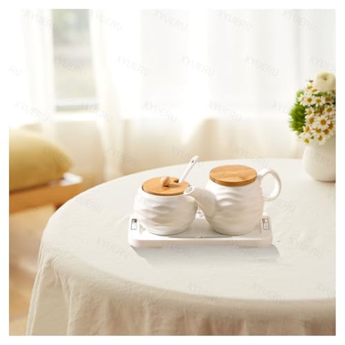 Juego de jarras de azúcar y crema de cerámica para servir el café sin manchas ni goteos 8