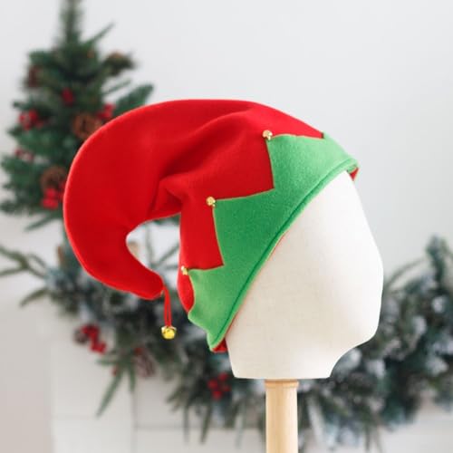 Weihnachtsmütze mit Glöckchen 16 Besttoolifes Weihnachtsmützen aus Samt in leuchtendem Rot und Grün...