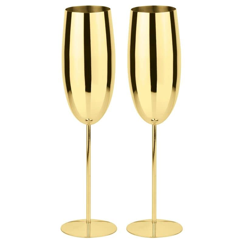 Set de 2 flautas de champán de acero inoxidable oro Paderno ideal para regalar