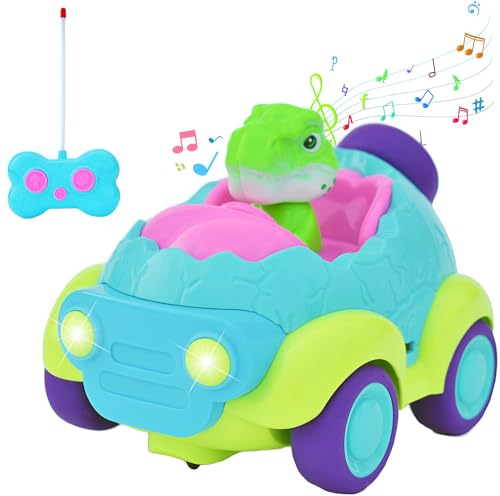 HOWADE Dinosaur toys for Boys 2-6 Years Old,Remote Control Car with Led Light and Sound, RC Dino Monster Truck Toys for Kids Toddlers Age 3 4 5 6 7 8 Christmas Birthday Gifts
