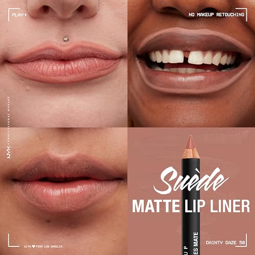 Image of NYX PROFESSIONAL MAKEUP Suede Matte Lip Liner, Velvety-Smooth, Long-Lasting Formula For A Defined Lip Makeup Look - Dainty Daze (Pink)