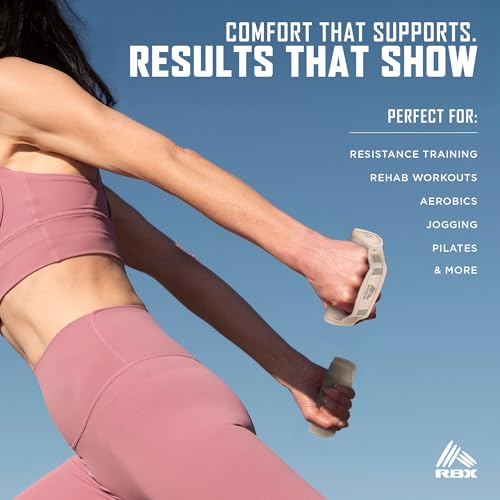 Image of RBX 2lb Walking Weights Pair (1lb Each), Soft Hand Weights with Reflective Safety Straps, Ergonomic Grip & Breathable Fabric, Add Resistance to Walking, Jogging & Aerobics