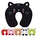 Travell Pillow for Kids Toddlers-Soft Neck Head Chin Support Pillow,Cute Animal,Comfortable in Any Sitting Position for Airplane,Car,Train,Machine Washable,Children Gift (Black cat)