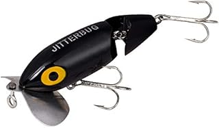Arbogast Jitterbug Topwater Bass Fishing Lure - Excellent for Night Fishing, Black, G650 (3 in, 5/8 oz)