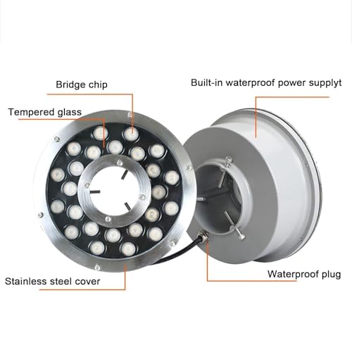 Foco LED subacuático de anillo con iluminación roja para piscinas de diseño 4