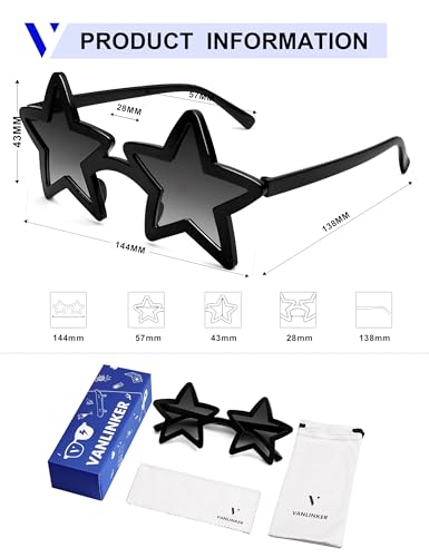 Image of VANLINKER Colorful Star Shape Sunglasses lovely cute sun glasses Party Glasses VL9839