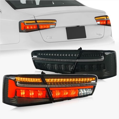 mlida Full Led Tail Lights for Audi A6/A6L/S6/C7 2012-2015 Sequential Turn Signal Startup Daytime Running Light,Smoked Cover,Tail Stop Lamp Assembly,left+right 1pair (Smoked)