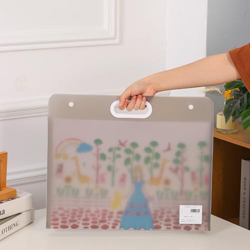 Shulaner Pasta de portfólio de arte de plástico com alças 17 x 35,5 cm grandes recipientes de armaze