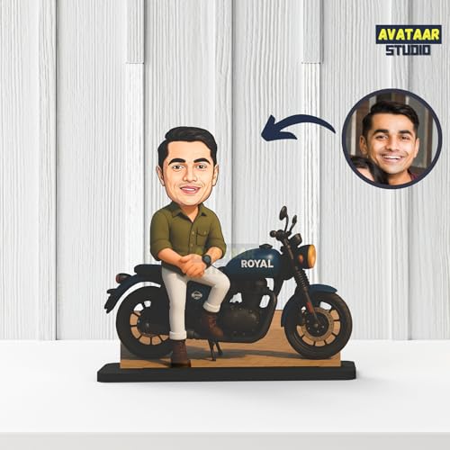 Image of Personalized Motorcycle Rider Caricature Gift Custom Photo Stand Birthday Gift for Husband Boyfriend Friend Unique Biker Cartoon Photo Frame (Motorcycle Rider) (MOTORCYCLE RIDER - 3, 7 INCHES)