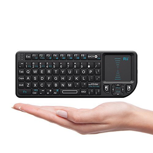 Riitek Rii Mini X1 Mini Wireless 2.4GHz Keyboard with Mouse Touch Pad Remote Control, QWERTY Full-Featured Keyboard with Multimedia Shortcuts, Auto Sleep and Wake-up Feature Black