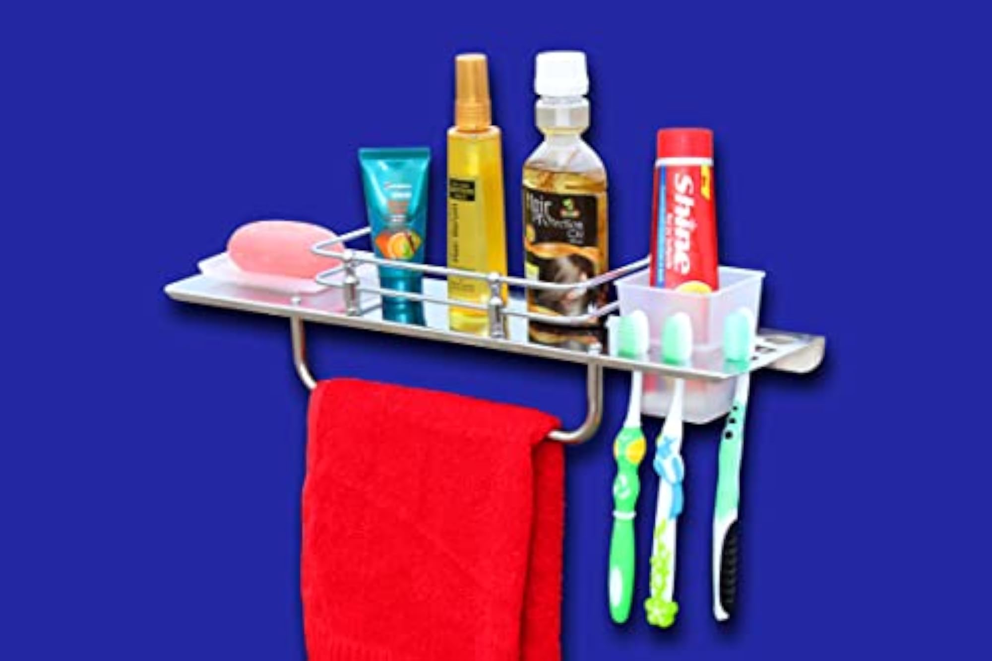 Stainless Steel 5 in 1 Multipurpose Bathroom Shelf