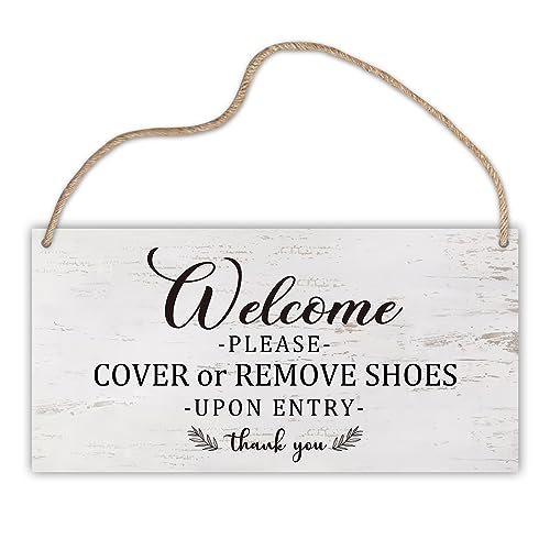 Wooden Hanging Sign Plaque, Please Cover Or Remove Shoes