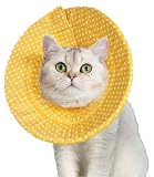 エリザベスカラー 猫 犬 ソフト ［愛玩動物飼養管理士が監修］ サイズ調節可能 介護 防水 布製 傷舐め防止 避妊手術 去勢手術 軽量 柔らかい (首巻/黄/S）