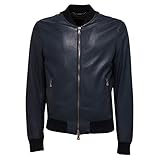  4805J Giubbotto Pelle Uomo DOLCE&GABBANA Blue Leather Jacket Man [48]