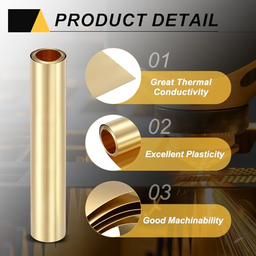 QUARKZMAN Metallfolie Messingplatten 1000x10x0,5mm, Messingblech Streifen Messingfolie Blech, Messing Blechplatten Gold Messingstreifen für Industrie Elektrische Reparaturen Kunsthandwerk