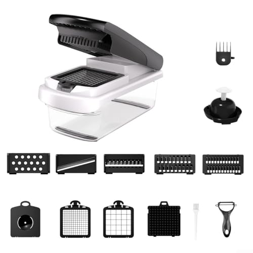 Compact and Efficient Vegetable Cutter with 7 Blades for Slicing, Dicing, and Grating in Your Kitchen (Gray) - Image 3