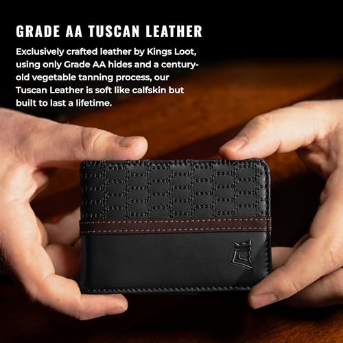 Image of Kings Loot Wallet for Men | Minimalist Slim RFID Blocking Leather Design with Cash Pocket & Card Pull Strap | Holds 1-12 Cards | Stylish & Durable Wallets | Supercar Collection (Midnight Umber)