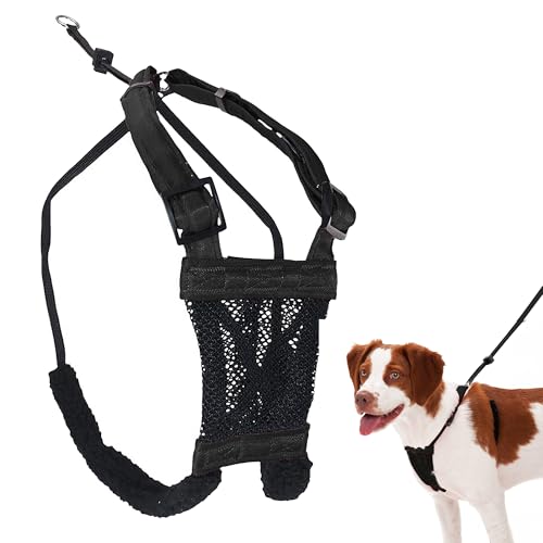 Sporn No Pull Dog Harness for Medium-Sized Dog - Heavy Duty Nylon, Breathable Black Mesh, Adjustable Fit, Soft & Easy Wear, Lightly Padded Halter-Style Body, Medium Size Puppy Harness