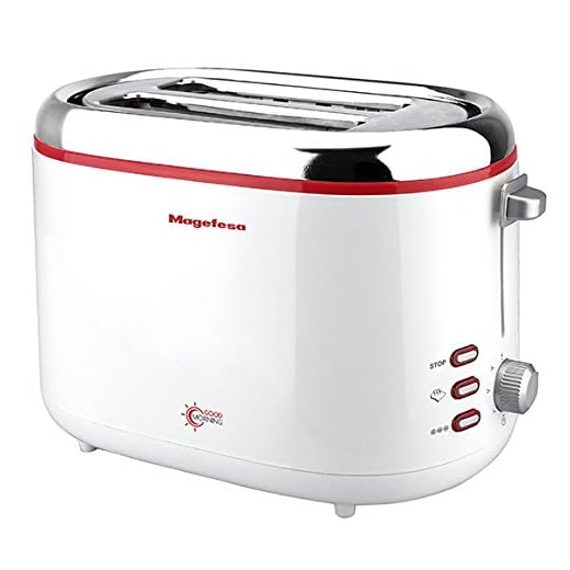 Magefesa 02TO3365000 Tostador para Pan de Molde Good Morning 850 W, Aluminio, Acero Inoxidable, 2 Ranuras, Blanco