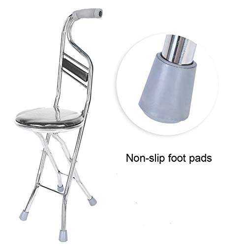 Folding Cane Seat, Switch Sticks Walking Stick Thickening Travel Seat And Cane Chair Four Leg Foldable Walking Cane Stainless Steel Lightweight Folding Cane Mobility Aid (2#) #TOP4