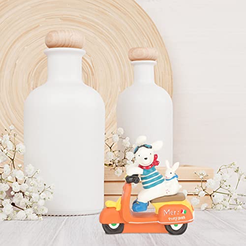 Veemoon Car Decor Rabbit Statue Bunny On Motorcycle Figure Mini Easter Rabbit Figurine Micro Landscape Animal Sculpture Ornament Photo Prop For Garden Yard Lawn Desk Topper #TOP1