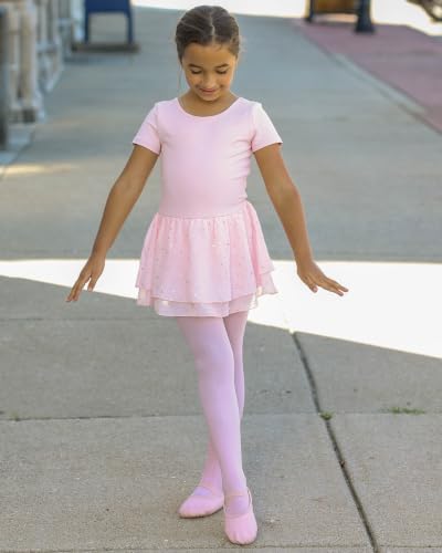 Stelle Ballet Leotards for Girls Short Sleeve Dance Leotards with Double-Layer Sequin Skirt Ballerina Costumes Dress,Ballet Pink 4-5Years — view 2
