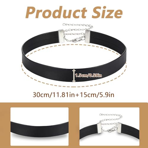Telooco Teleco Leder Halsband Damen Choker Schwarz Trachtenkette Damen Halloween Gothic Punk Lederhalsband Enganliegend Verstellbare Kropfband Trachtenschmuck für Karneval Halloween Cosplay