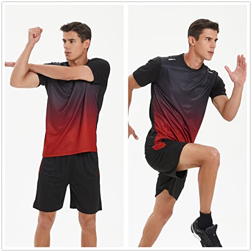 OPALOS Men Active Quick Dry Crew Neck T Shirts and Shorts Set Athletic Running Gym Workout Short3