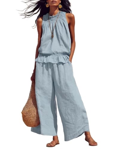 Conjunto de lino para mujer ideal para tardes de verano y paseos por la playa