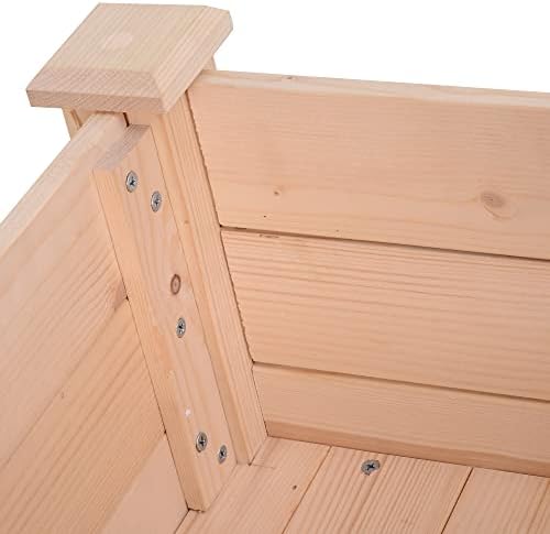 Outsunny Garden Rectangular Wooden Planting Flower Elevated Raised Bed Stand Pot Outdoor Planter Vegetable Herb Holder Display Box - 86L x 46W x 76Hcm